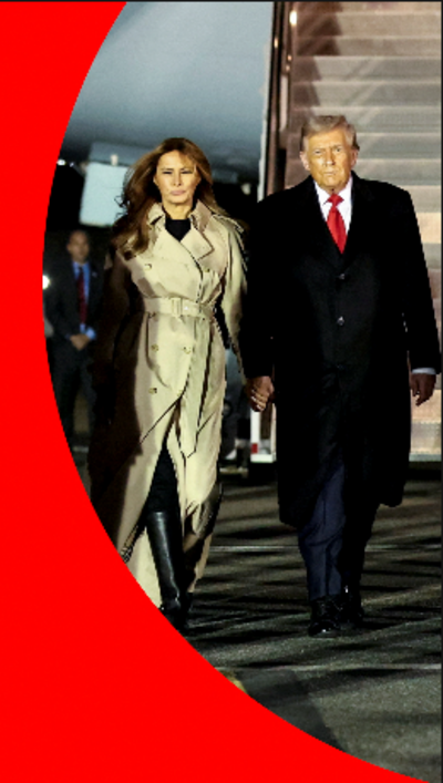 President Trump and First Lady Melania leave Air Force One at Stansted Airport