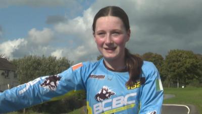 Girl in cycling kit