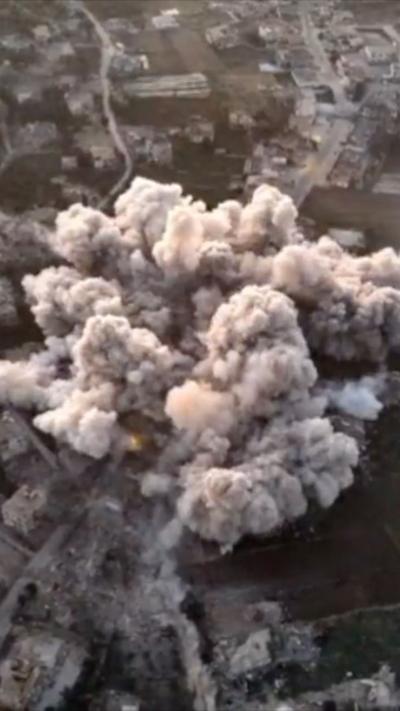 Explosion in Lebanon where large grey clouds can be seen