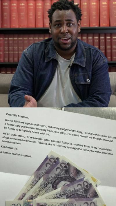 Reporter Terel Edmunds, with the student's letter and cash