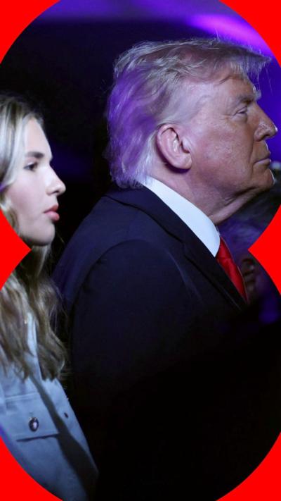 Donald Trump seen from the side a NBA game