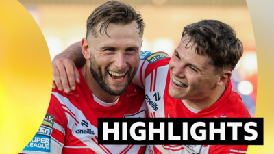 Jack Welsby and Jacob Host of St Helens celebrate