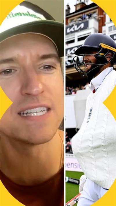 Spit screen: Greg James and Chris Woakes with his arm in a sling