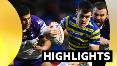 Highlights graphic with action from Warrington v Wakefield