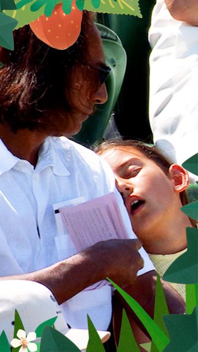 Little girl falls asleep on her parent or guardian
