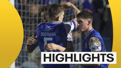 Limavady United celebrate their extra-time win over Larne