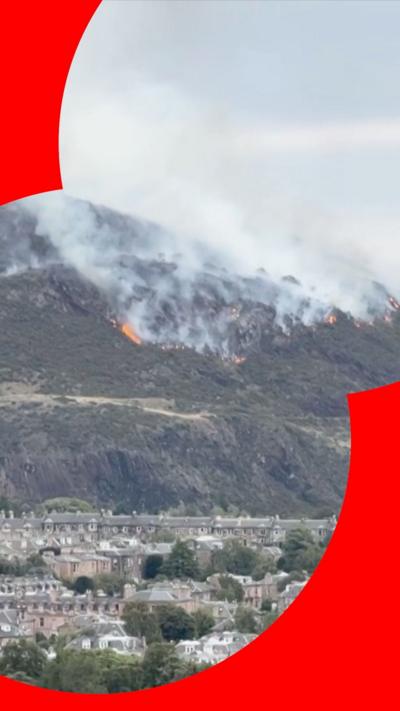 Smoke and flames smouldering on Arthur's Seat