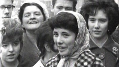 Group of young women being interviewed in Sandy Row, Belfast in the 1960s