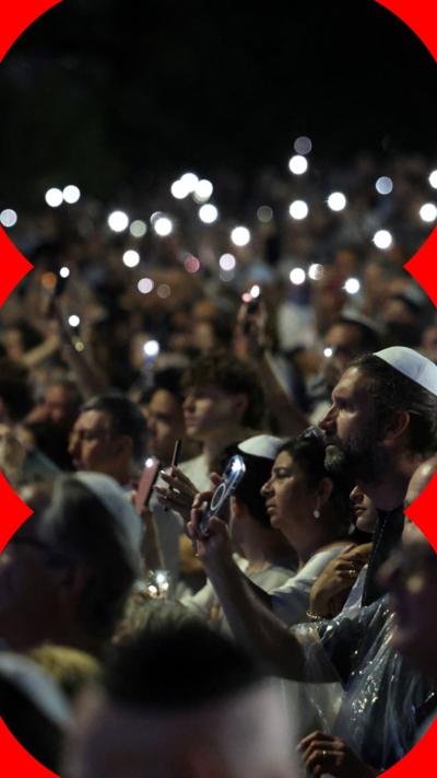 People holding phones with flashlights on