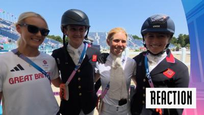 Great Britain's Eventing Team jumping photo during interview 