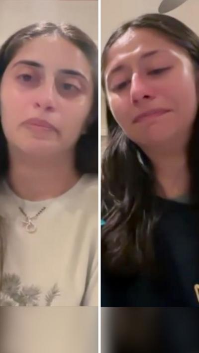 (Left) Shreya in a cream coloured top; (Right) Ashna in a dark coloured top; both look upset