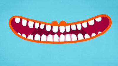 Illustration of a mouth featuring lots of white teeth