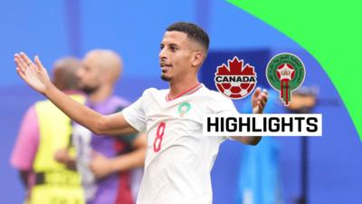Azzedine Ounahi with his arms wide apart to celebrate scoring for Morocco vs Canada in the 2026 World Cup