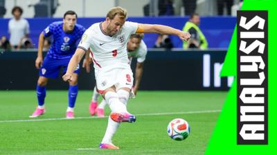 England's Harry Kane scores from the penalty spot