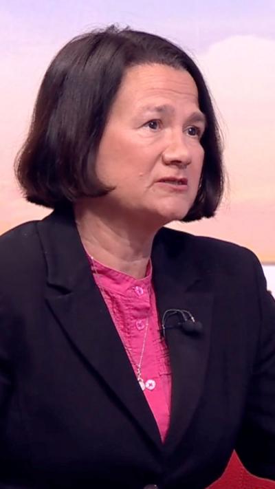 Catherine West in the TV studio