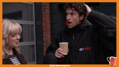 Greg James looks shocked after hearing some news on his Comic Relief challenge