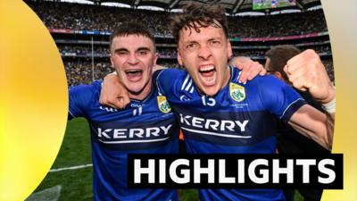 Seán O'Shea and David Clifford of Kerry celebrate after winning the GAA Football All-Ireland Senior final 