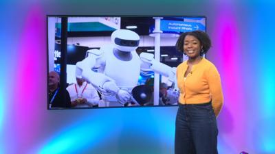 Emma-Louise on the Newsround set