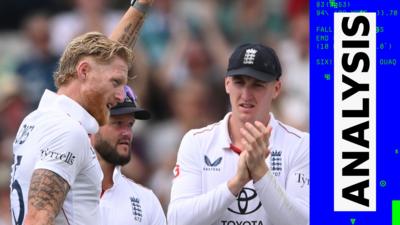 Ben Stokes, Ben Duckett and Harry Brook of England