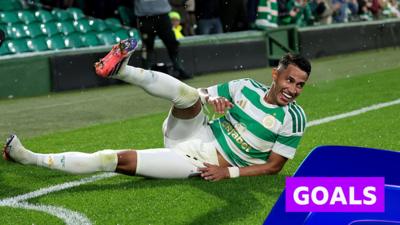 Camilo Duran celebrates after scoring for Celtic