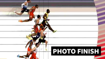 Men's 60m heat one photo finish