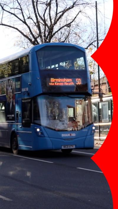 A blue number 50 bus