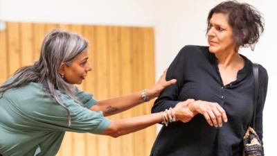 Shobna Gulati and Meera Syal in rehearsals