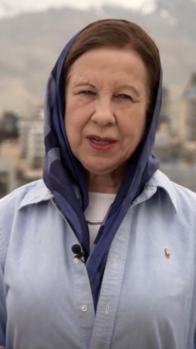 Lyse Doucet wearing a headscarf in Tehran