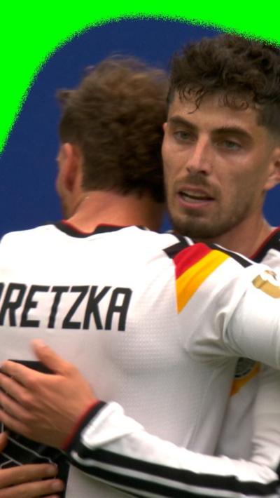 Kai Havertz celebrates scoring a seventh goal for Germany against Curacao in the 2026 World Cup.