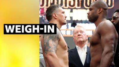 Oleksandr Usyk and Daniel Dubois at weigh-in
