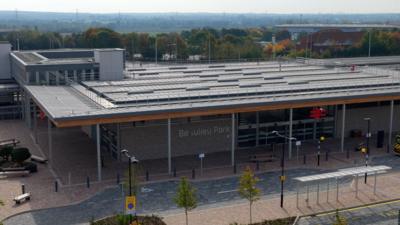 An aerial view of Beaulieu Park railway station.