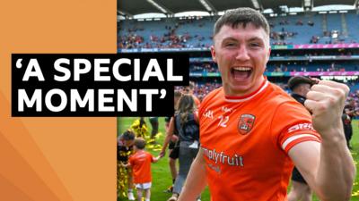 Oisin Conaty celebrates after Armagh's All-Ireland Final triumph