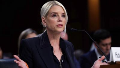 Pam Bondi testifies before the Senate Judiciary Committee in the Hart Senate Office Building on Capitol Hill.
