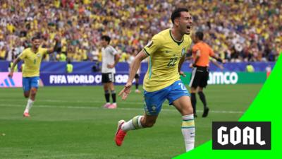Gabriel Martinelli running in celebration after scoring a goal 