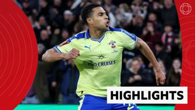 Shea Charles reacts to scoring the winner for Southampton against Arsenal in the FA Cup