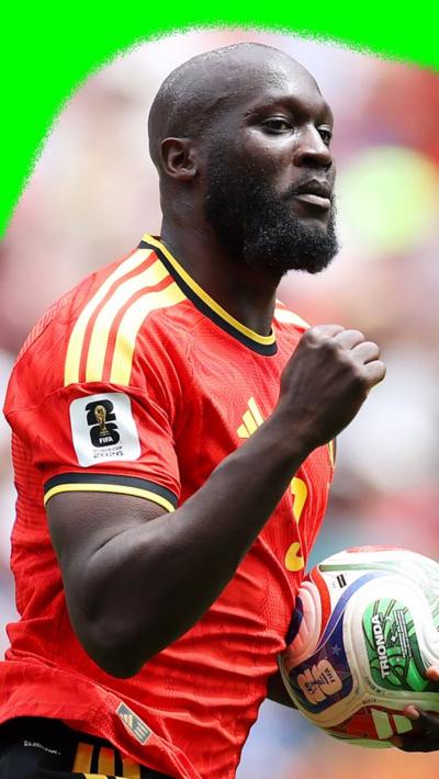 Romelu Lukaku celebrates scoring a goal for Belgium against Egypt within 22 seconds of their 2026 World Cup fixture