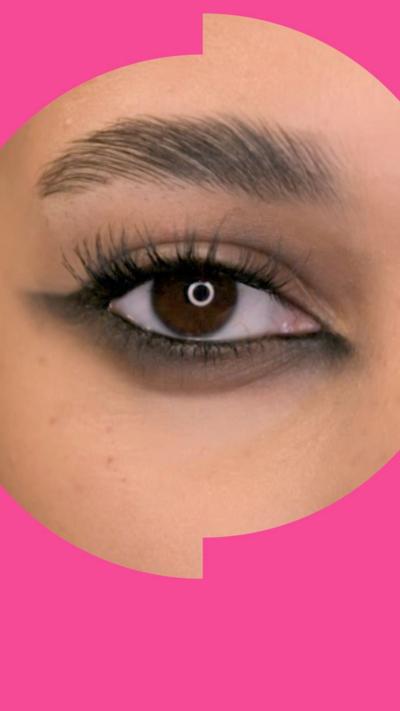 A close up of the 'baddie eye' look.