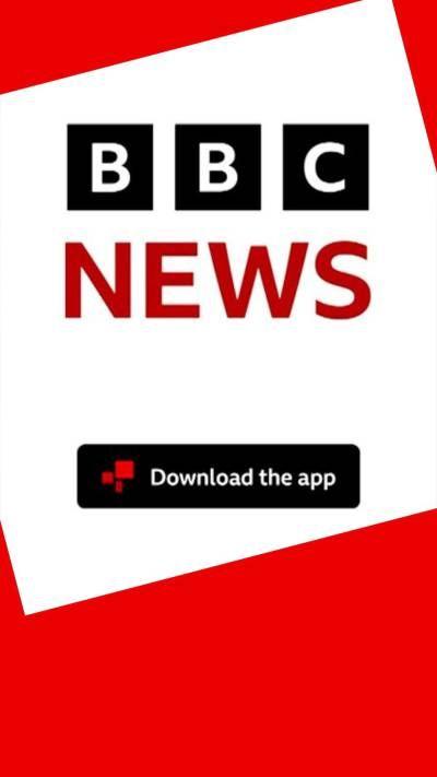 The words 'BBC News - download the app' on a white background