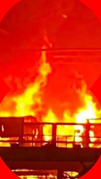 A fire at Tata Steel plant in Port Talbot, Wales.