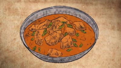 Illustration of a curry in a bowl