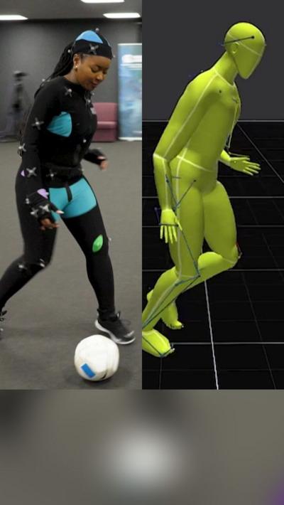 Emma-Louise and a motion capture avatar