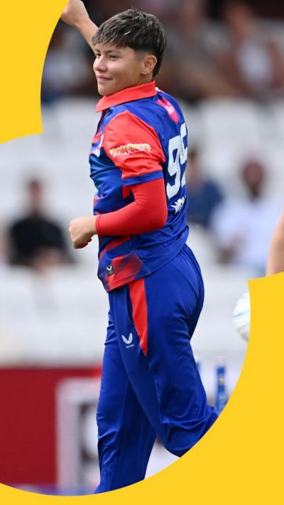 Issy Wong after taking a wicket 