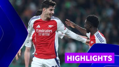 Arsenal's Kai Havertz celebrates his goal against Sporting