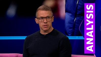 Stephen Warnock sits on sofa of Match of the Day studio 