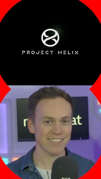 Project Helix logo above a male presenters head