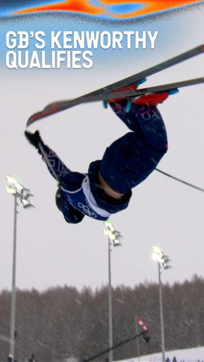 Team GB's Gus Kenworthy mid air backflip in the freeski halfpipe qualifiers