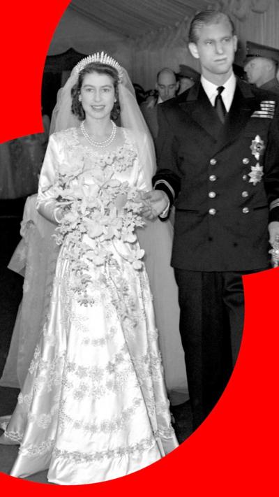 Wedding photo of Queen Elizabeth II and Prince Philip