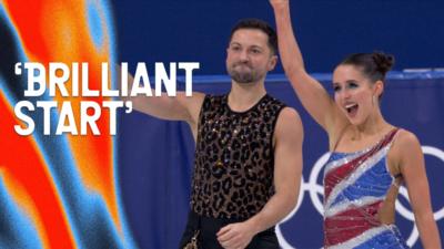 Lewis Gibson in rhinestone leopard print and Lilah Fear in Union Jack dress