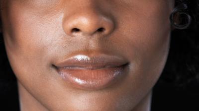 Close-up of a woman's nose and mouth