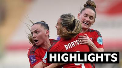 Wales celebrate Kayleigh Barton's equaliser